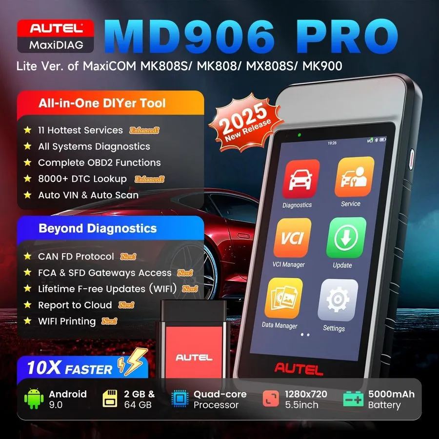 Диагностический сканер 2026 Autel MaxiDiag MD906 PRO Bluetooth Car Scanner Servi