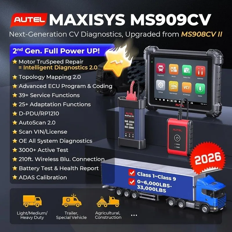 Диагностический сканер Autel Maxisys MS909CV OBD2 Diagnostic Heavy Duty Truck Sc
