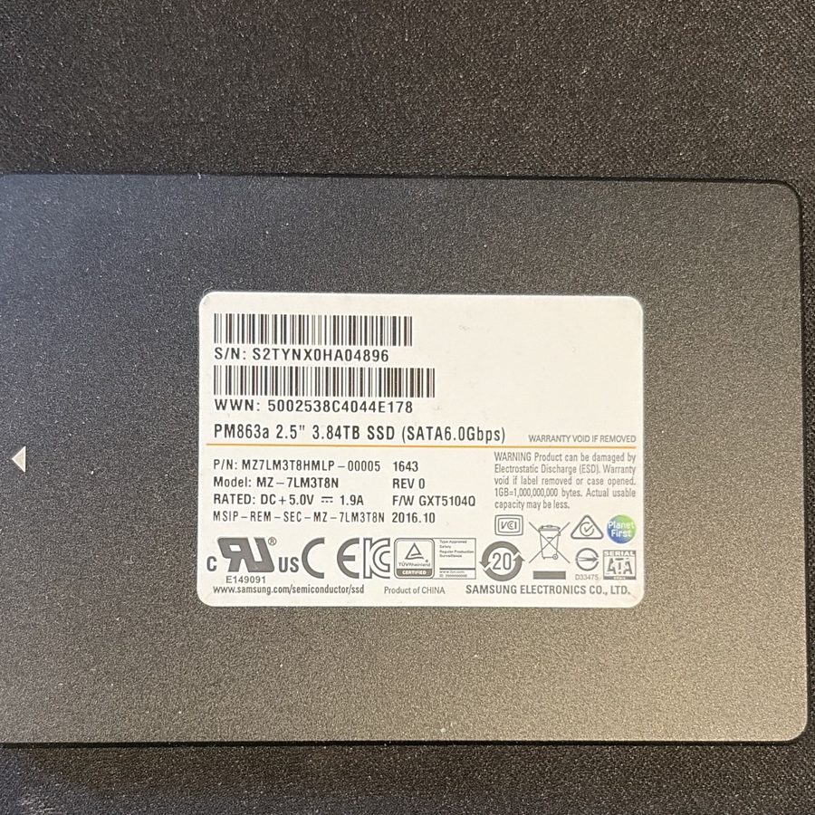 SSD-накопитель Samsung PM863a 3.84TB SATA SSD 6Gbps 2.5in 90% Health- MZ7LM3T8HM