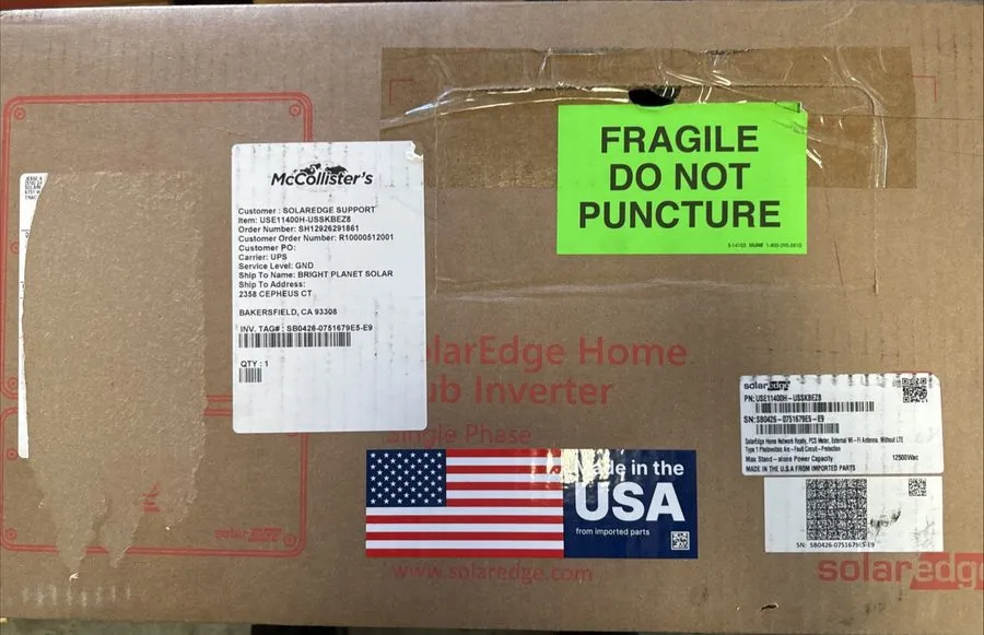 Инвертор SolarEdge 11.4kW Single Phase Home Hub String Inverter USE11400H-USSKBE