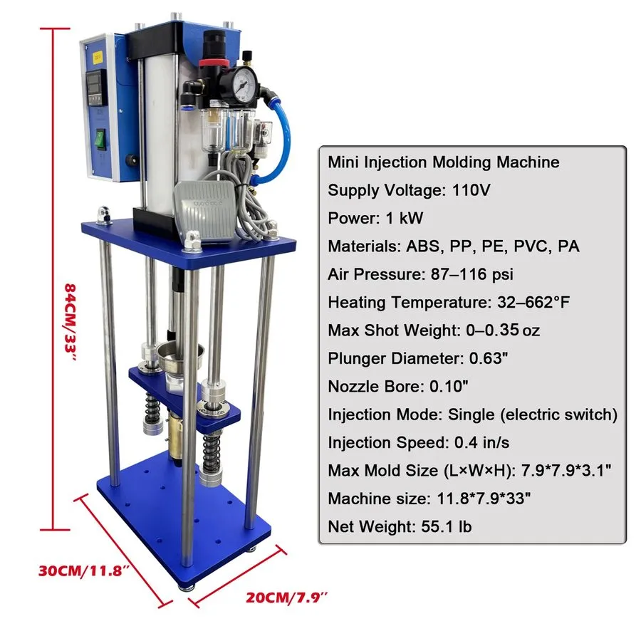 Оборудование ЧПУ Vertical Pneumatic Injection Molding Machine 110V 1KW 0.6-0.8MP