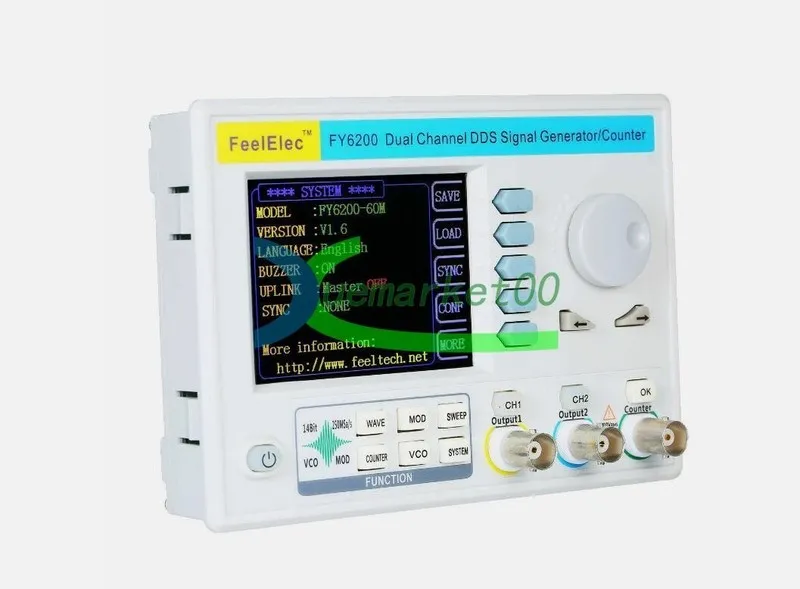 Дисплей FeelElec FY6200 20MHz 3.2" LCD DDS 2CH Signal Source Generator Frequency