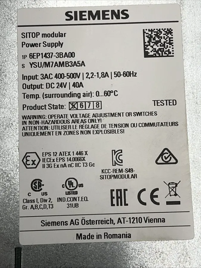 Блок питания Siemens 6EP11437-3BA00 SITOP Modular Power Supply — фото лота 1