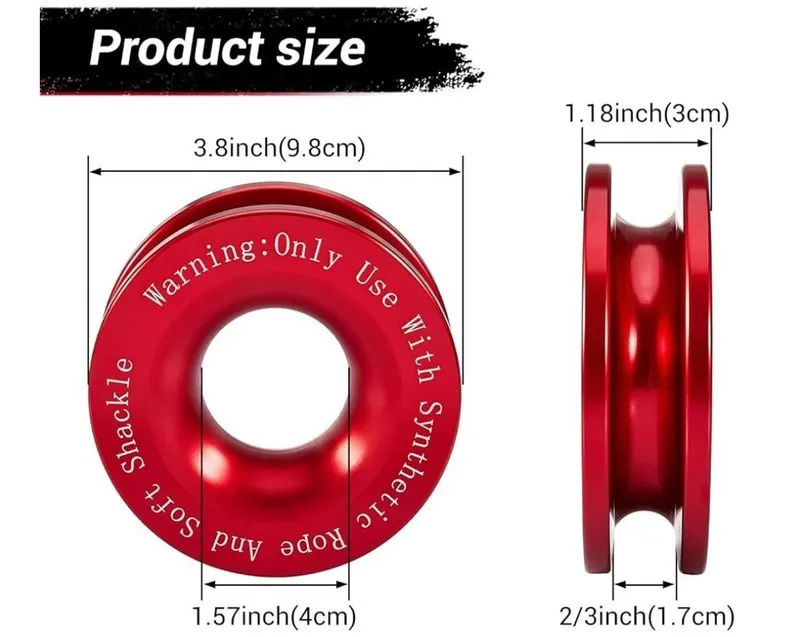 Такелажная скоба Heavy Duty Recovery Ring Snatch Block Pulley Soft Shackle Tow W — фото лота 1