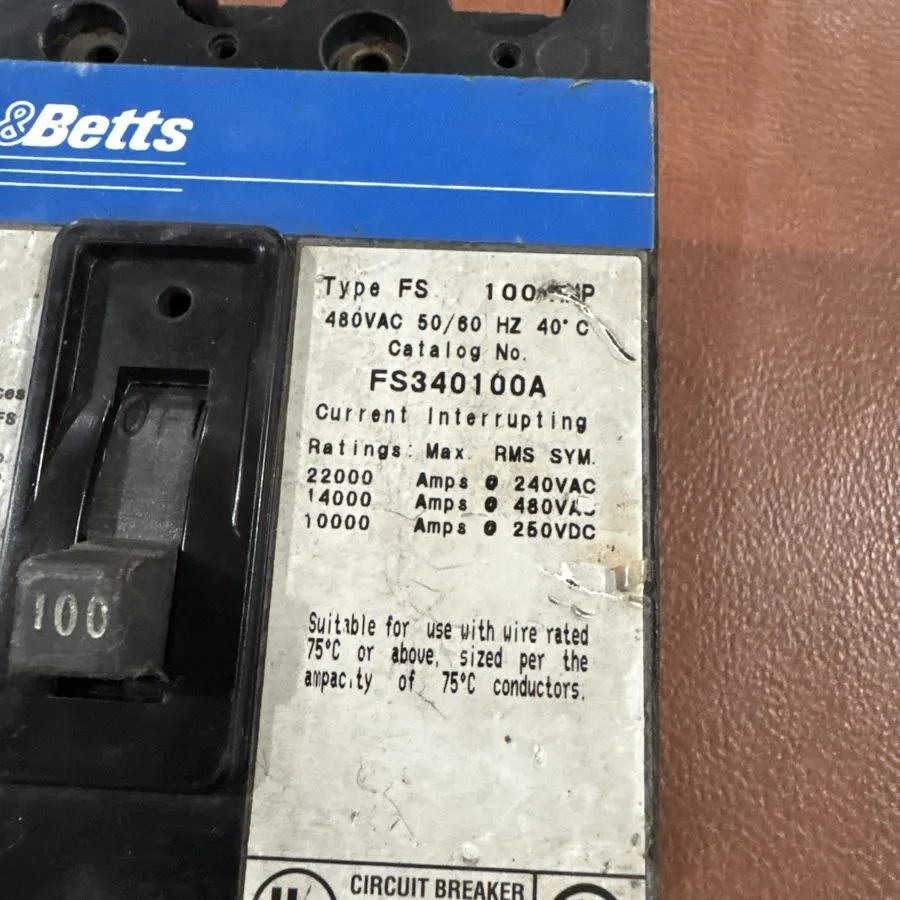 Автоматический выключатель General Electric FS340100A Circuit Breaker 100A 3P 48 — фото лота 3