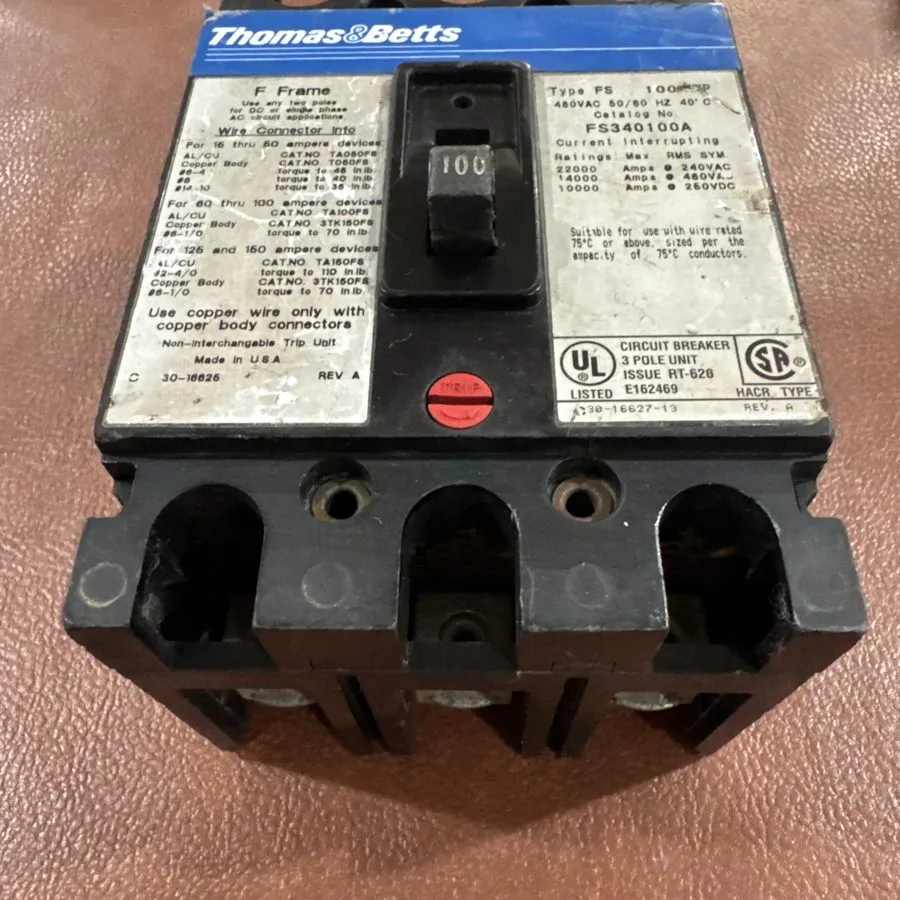 Автоматический выключатель General Electric FS340100A Circuit Breaker 100A 3P 48 — фото лота 4