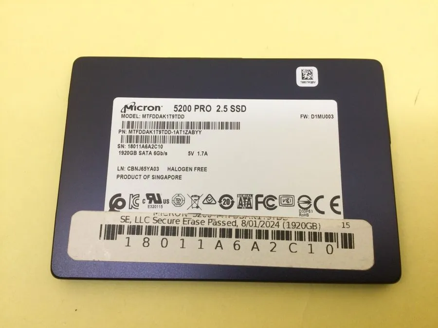 SSD-накопитель MTFDDAK1T9TDD Micron 5200 PRO 1.92TB SATA 6Gb/s 2.5" Internal SSD