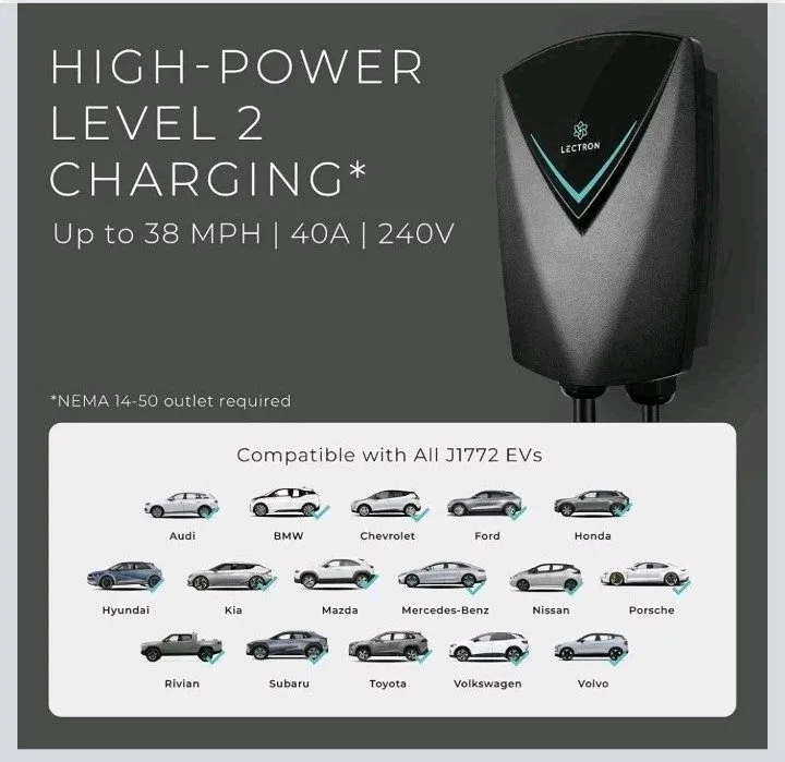 Аккумулятор Lectron J1772 Level 2 EV Charger, UL2594 Certified (ETL Listed), 48A