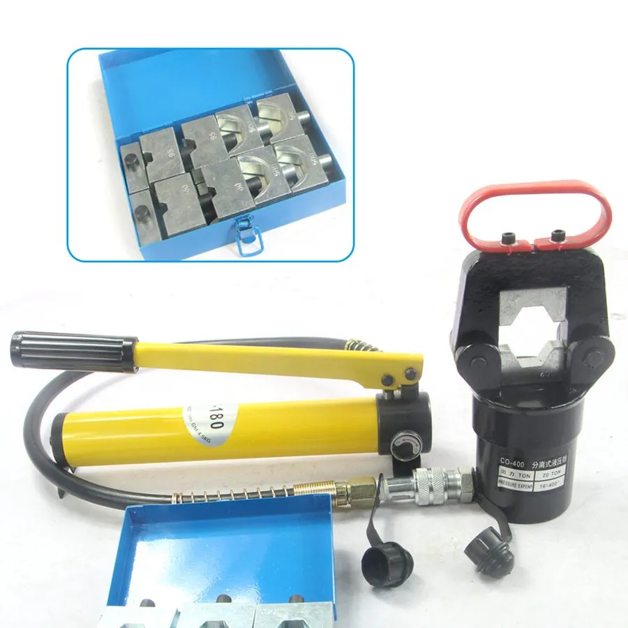 Кабель 20 Ton Hydraulic Crimper Crimping Tool Cable Wire Hose Lug Terminal+12 Di — фото лота 1