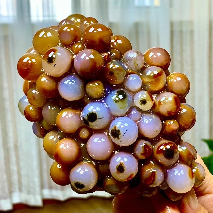 Лабораторный прибор 2.86LB Natural Gobi Agate Eye Hand carved grapes Crystal /Al