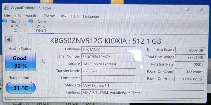 SSD-накопитель KIOXIA BG5 512GB M.2-2280 NVMe SSD KBG50ZNV512G BG5 — фото лота 1
