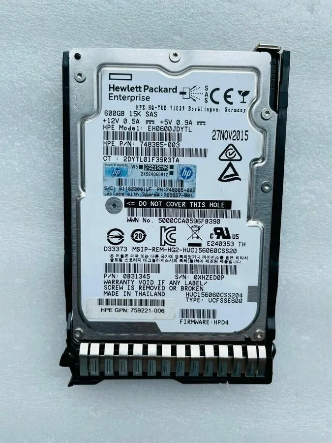 Жёсткий диск HPE 600GB P40431-B21 15K SAS 12Gb LFF LPC 2.5" HDD Internal Hard Di