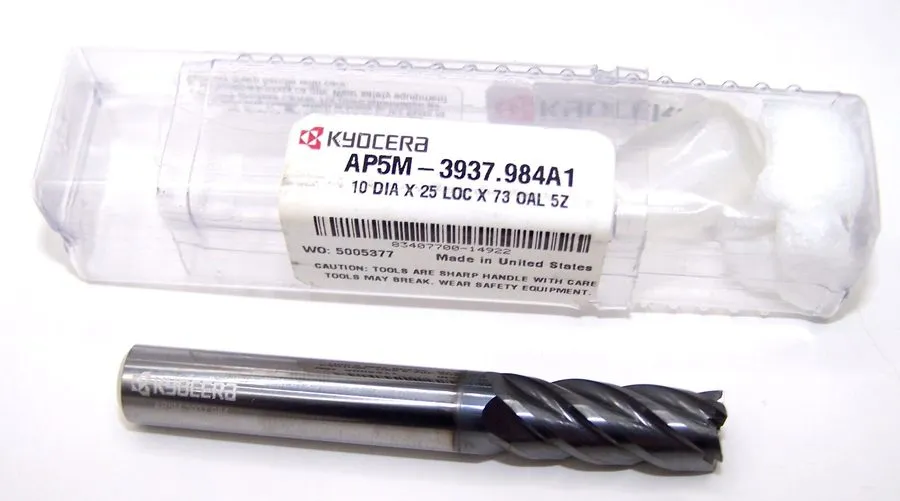 Режущий инструмент AP5M-3937.984A1 Kyocera 10mm Carbide 5 Flute End Mill Square  — фото лота 2