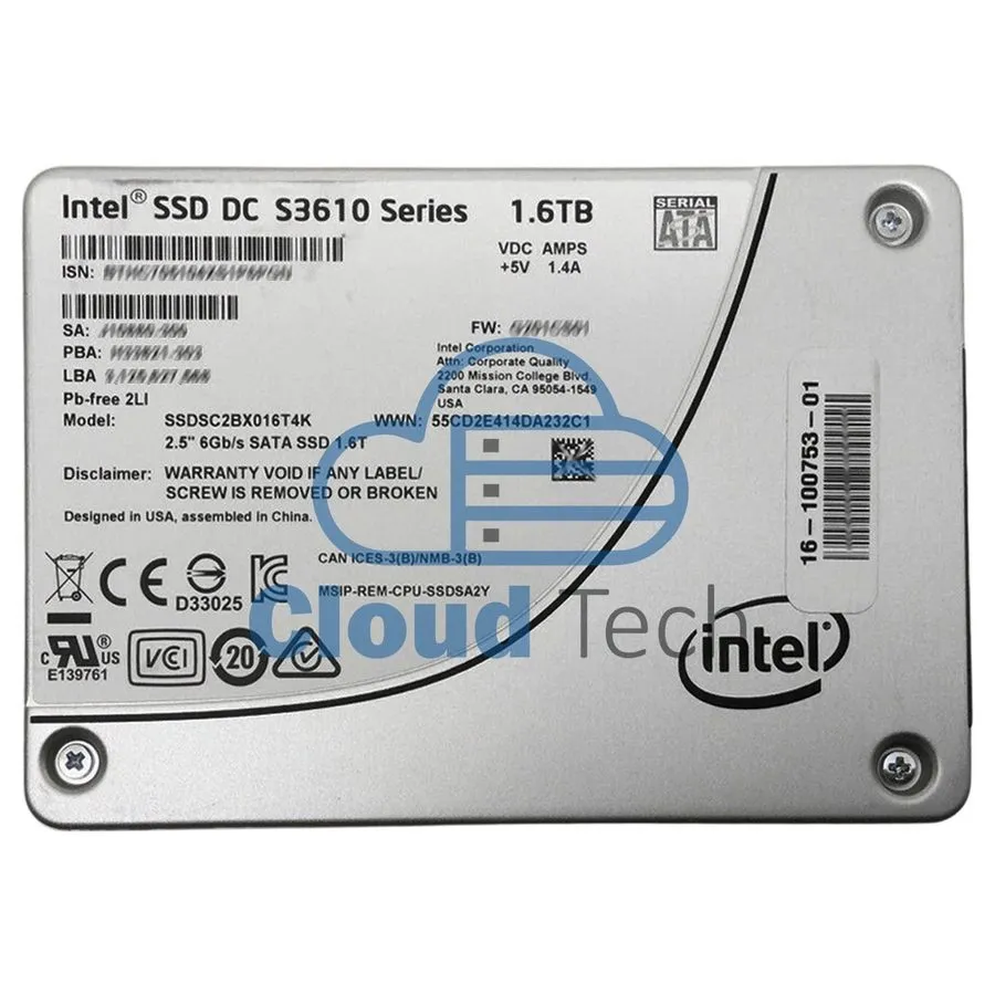 SSD-накопитель Intel DC S3610 Series 1.6TB SATA 6Gb/s 2.5in Internal SSD SSDSC2B