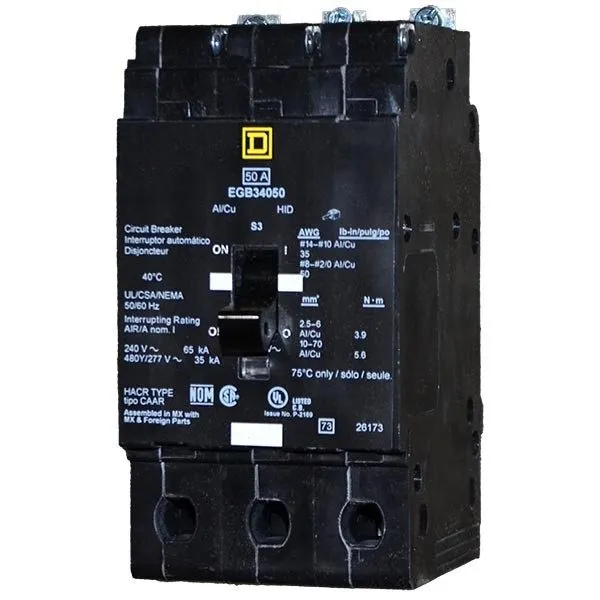 Автоматический выключатель Square D EGB34050 3 Pole 50 Amp 480V Circuit Breaker