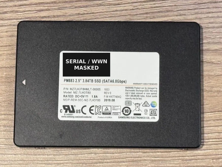SSD-накопитель Samsung PM883 3.84TB 2.5" SATA III Enterprise SSD Black (MZ7LH3T8 — фото лота 1