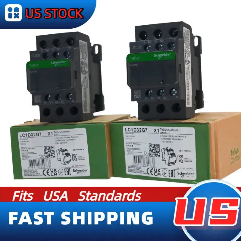 Контактор Schneider LC1D32G7 3P AC Contactor, 32A AC-3, 120V AC Coil, Max 690V