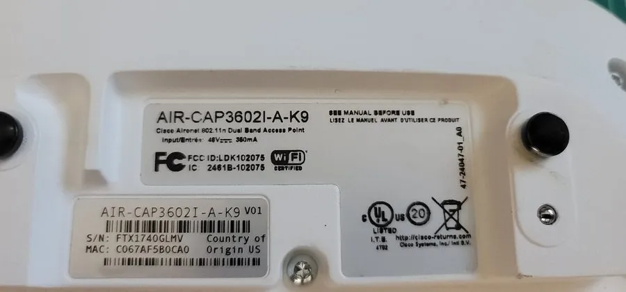 Точка доступа Wi-Fi Cisco AIR-CAP3602I-A-K9 Aironet 802.11n AP + AIR-RM3000AC-A- — фото лота 1