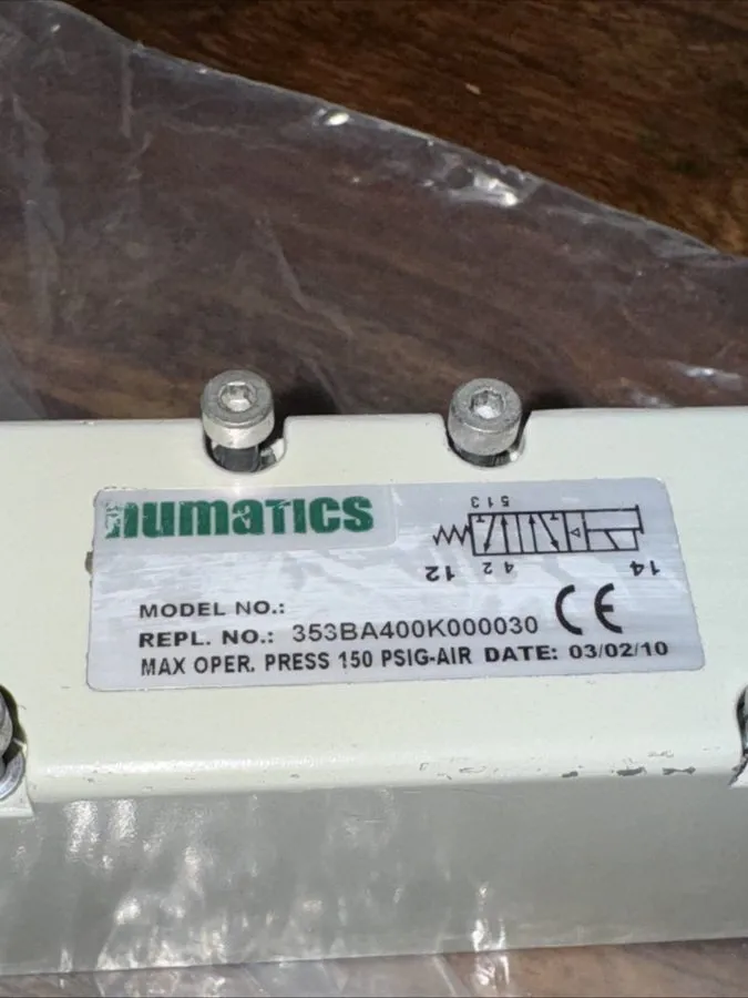 Электромагнитный клапан Numatics 353BA400K000030 Pneumatic Air Solenoid Valve Ma — фото лота 1