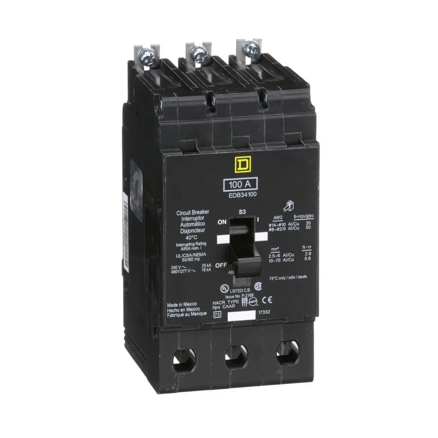 Автоматический выключатель SQUARE D EDB34100 EDB 3 POLE 100 AMP 480v CIRCUIT BRE