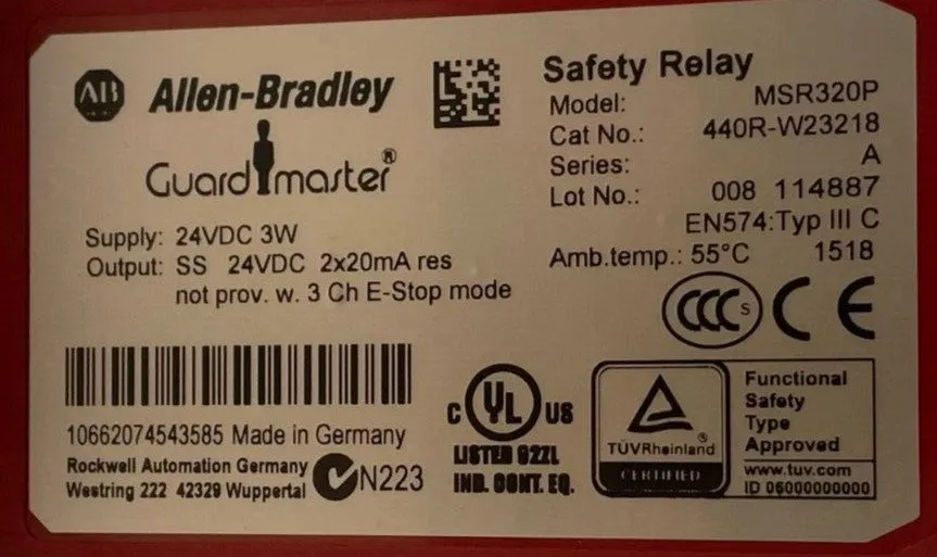 Реле безопасности Allen Bradley MSR320P Guard Master Safety Relay 440R-W23218