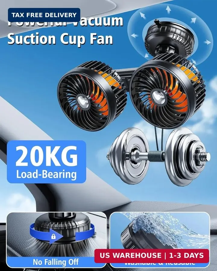 Нивелир Dual Head Suction Cup Car Cooling Fan для Window Dashboard, 4000Mah Batt