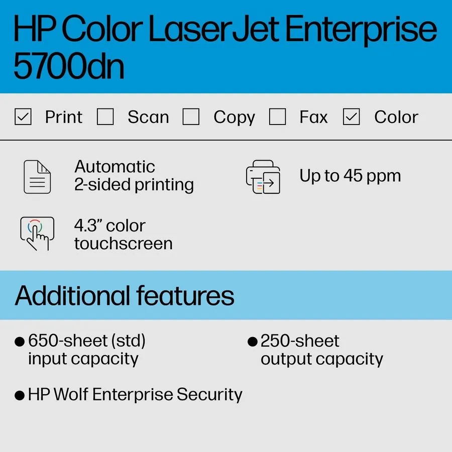Лазерный принтер HP LaserJet Enterprise 5700dn Desktop Wireless Laser Printer Co