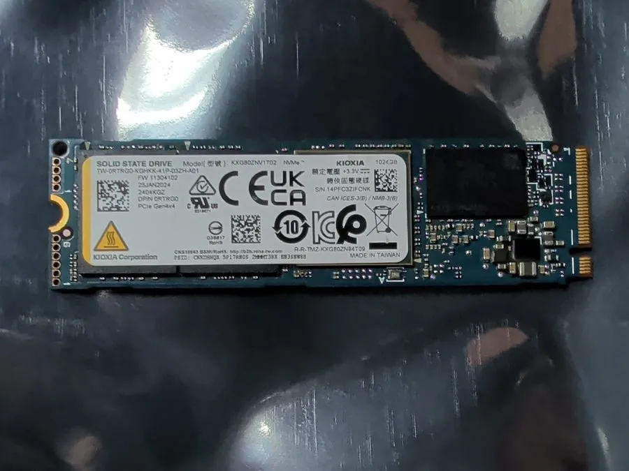SSD-накопитель Kioxia 2280mm NVMe 1TB M.2 NVMe Gen 4.0 x 4 SSD KXG80ZNV1T02