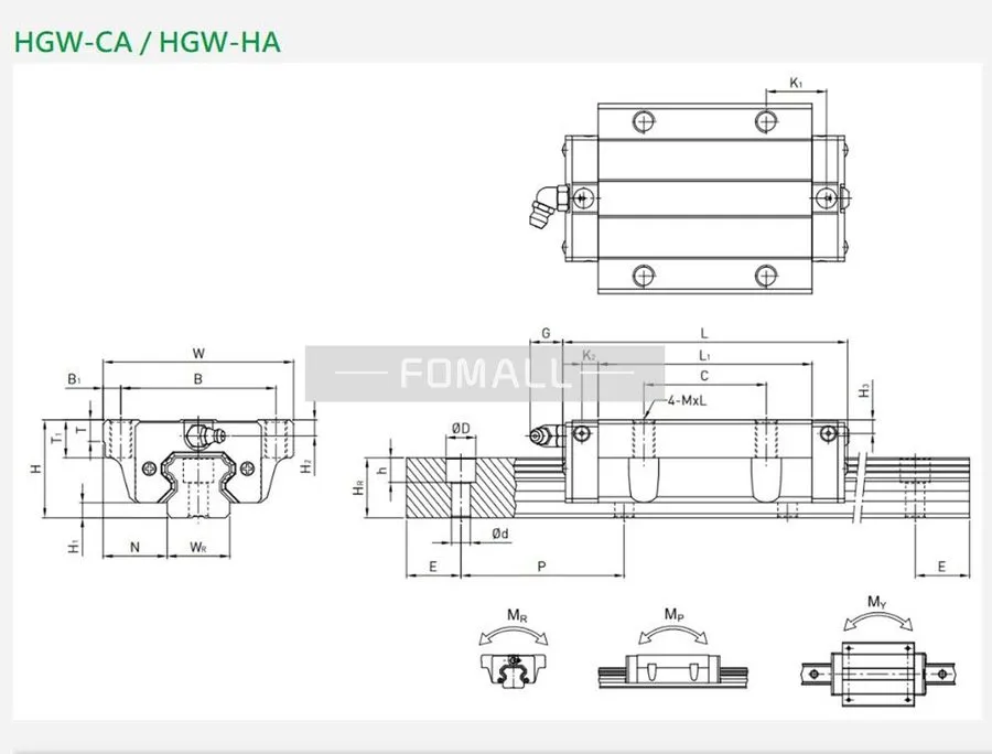 Линейная направляющая для HIWIN Linear Guide Slider HGW55CA