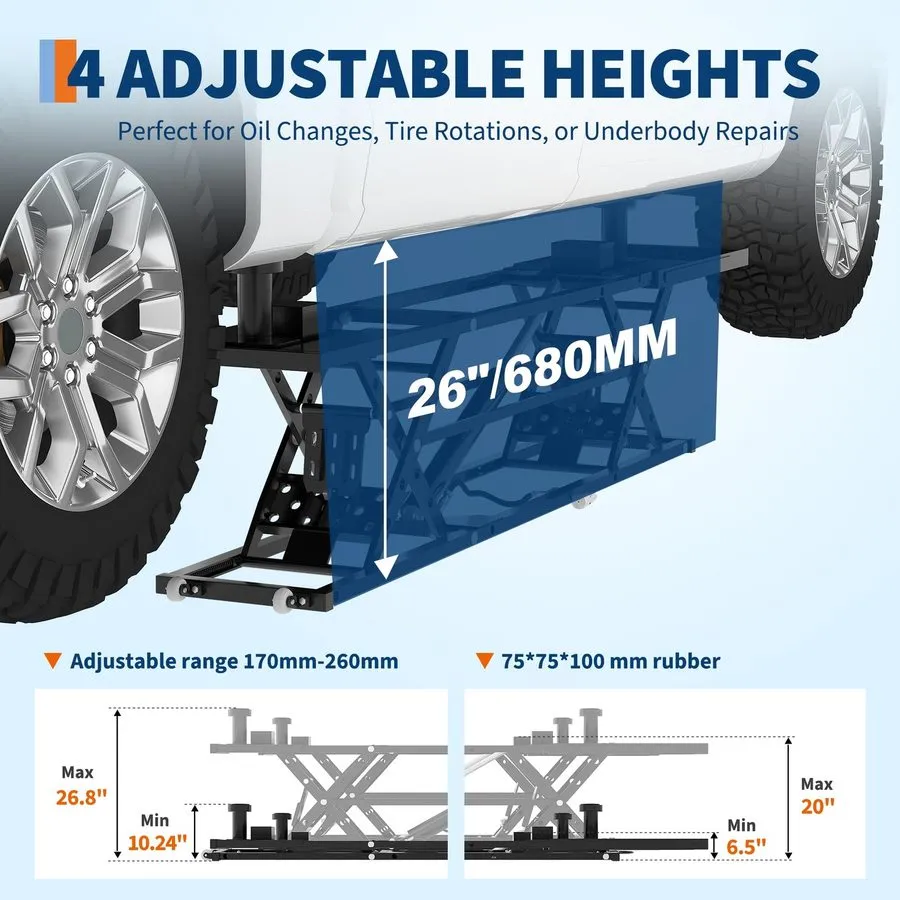Автоподъёмник 5000 LBS Portable Car Lift Carbon Steel Auto Jack, 5.67in-26.8in A — фото лота 2