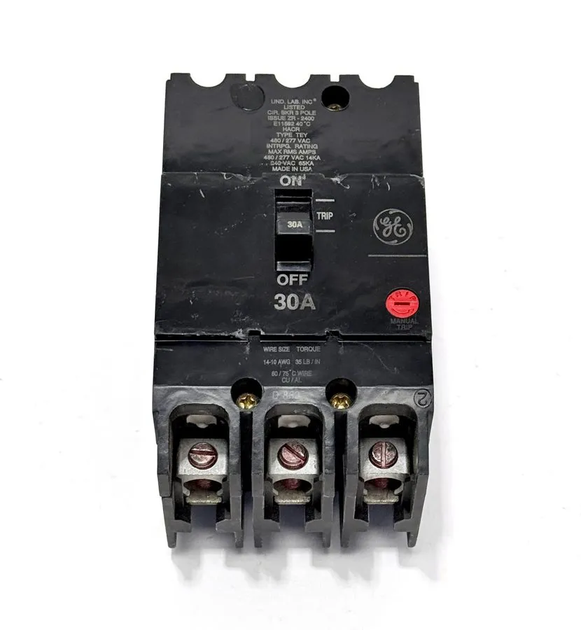 Автоматический выключатель GE TEY330 30A 3-Pole 480V Type TEY Circuit Breaker HA
