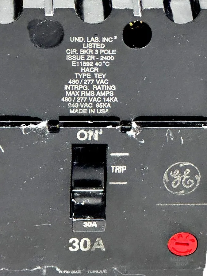 Автоматический выключатель GE TEY330 30A 3-Pole 480V Type TEY Circuit Breaker HA — фото лота 2