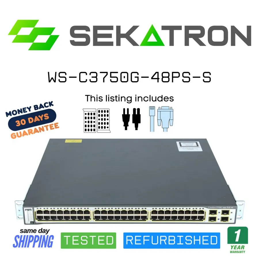 Коммутатор Cisco Catalyst (WS-C3750G-48PS-S) 48 Ports PoE Gigabit Ethernet Switc