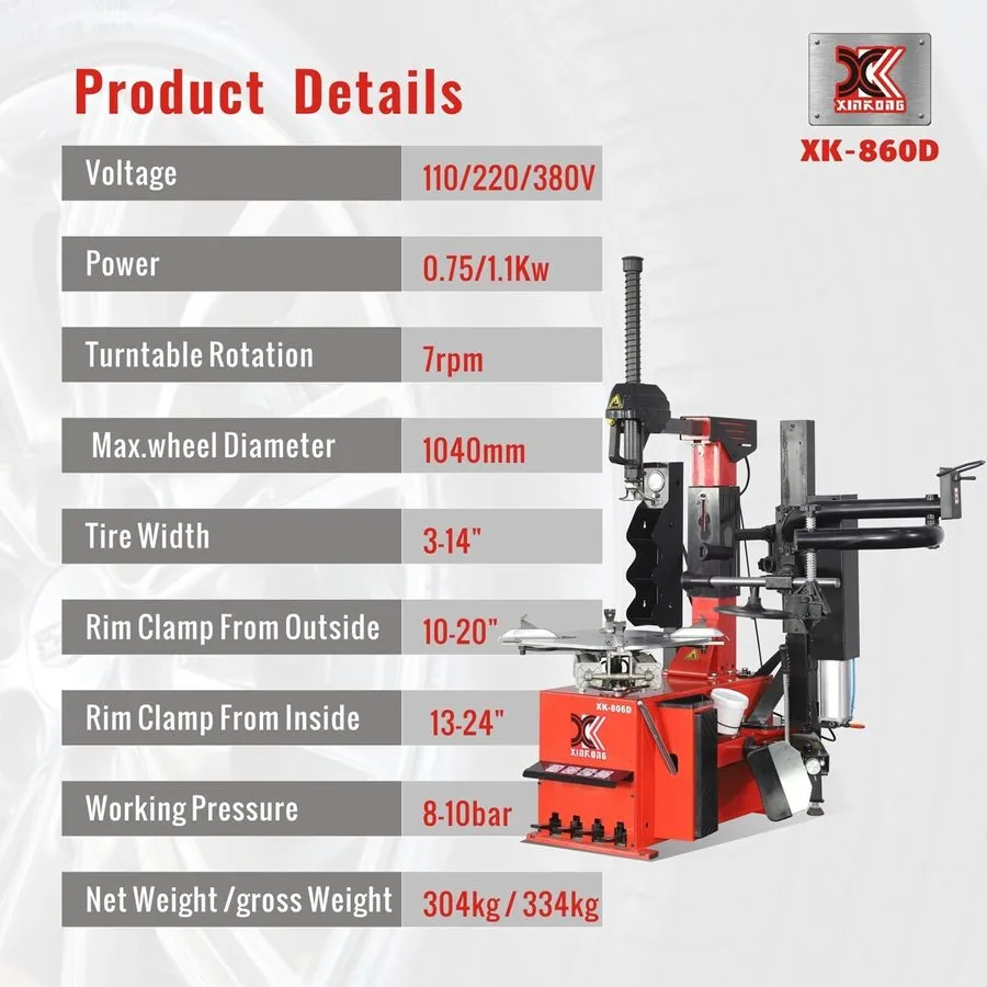 Шиномонтажный станок XK-806D Tire Changer Machine 10-24" Rim Clamp Helper Arm Au — фото лота 2