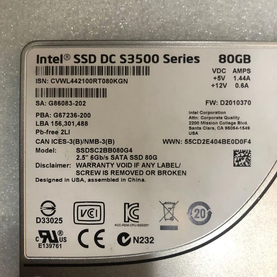 SSD-накопитель Intel DC S3500 Internal SSD 80GB MLC SATA III 2.5in SSDSC2BB080G4