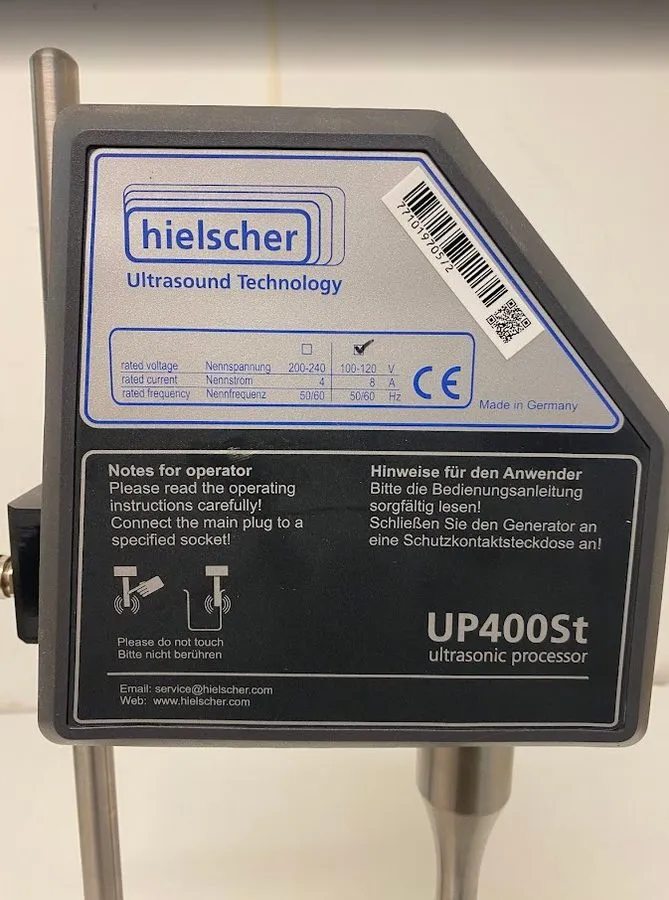 Гомогенизатор Hielscher UP400ST Ultrasonicator homogenizer emulsifier extraction — фото лота 1