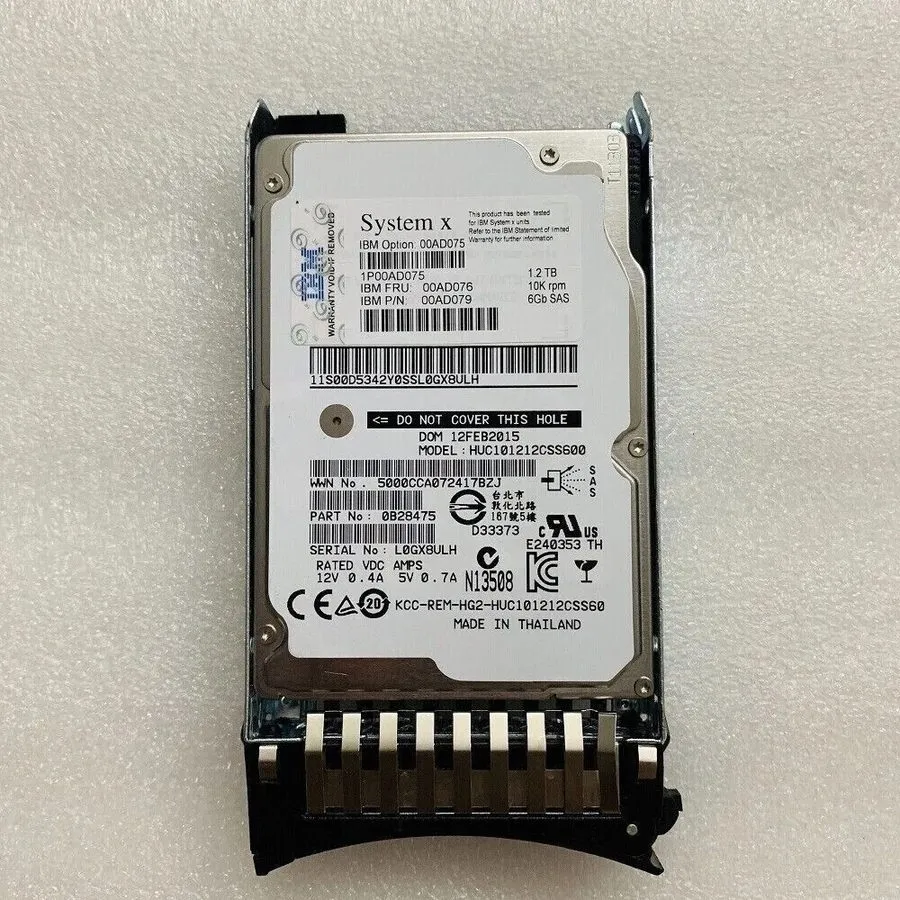 Жёсткий диск LENOVO/IBM 1.2TB 00AD076 00AD079 00AD075 00AD077 10K 6G 2.5" G2HS S — фото лота 1