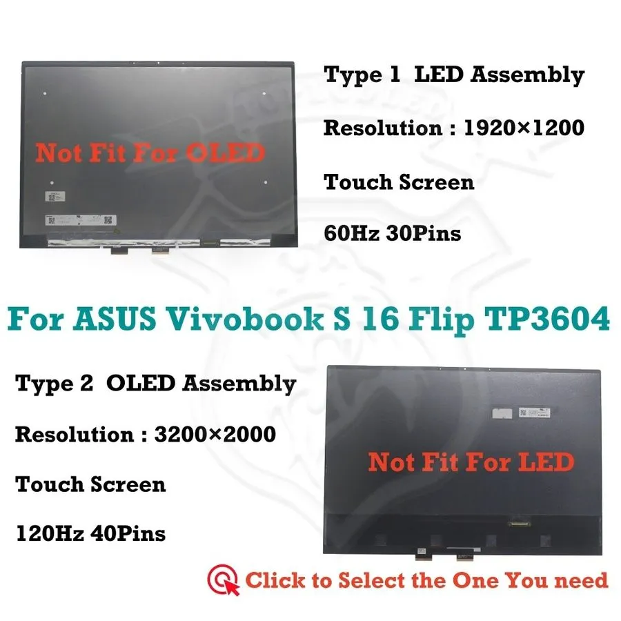 Дисплей Asus Vivobook S 16 Flip TP3604 16 Zoll LCD Berühren Bildschirm Ersatz Ba — фото лота 1
