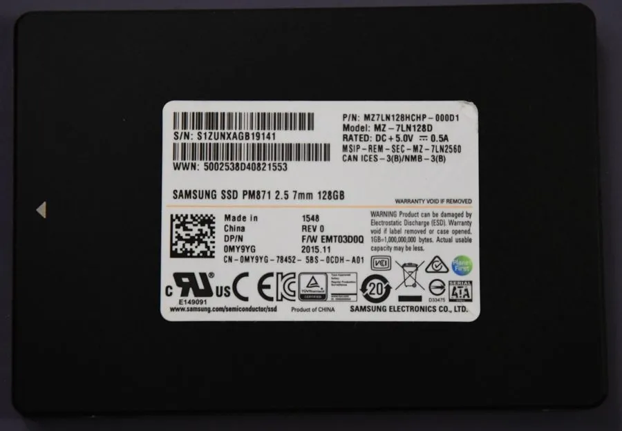 SSD-накопитель Samsung PM871 128GB SATA 2.5 SSD MZ7LN128HCHP SATA 6.0Gbps