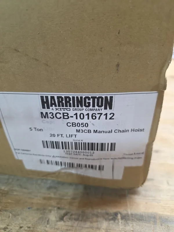 Таль Harrington CB050-20 10,000 lb 20 Foot Lift Slip Clutch Manual Chain Hoist