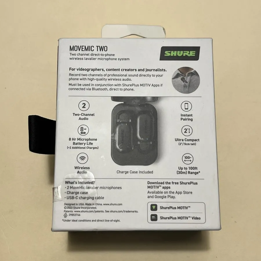 Микрофон Shure MoveMic Two MV-TWO-Z7 2-Channel Wireless Lavalier Microphone Syst — фото лота 1