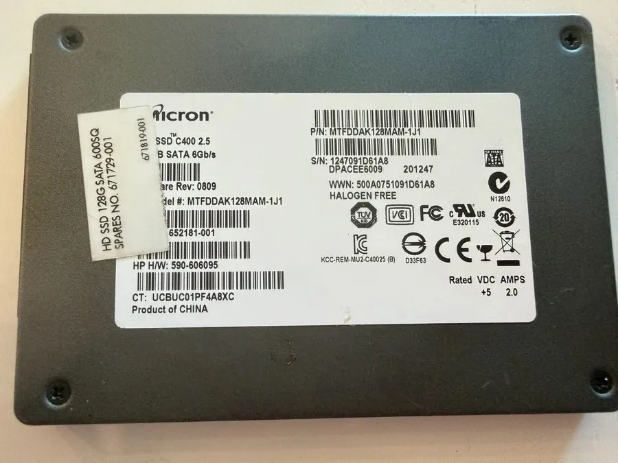 SSD-накопитель Micron RealSSD C400 128GB 2.5" SATA 6Gb/s SSD HP MTFDDAK128MAM-1J