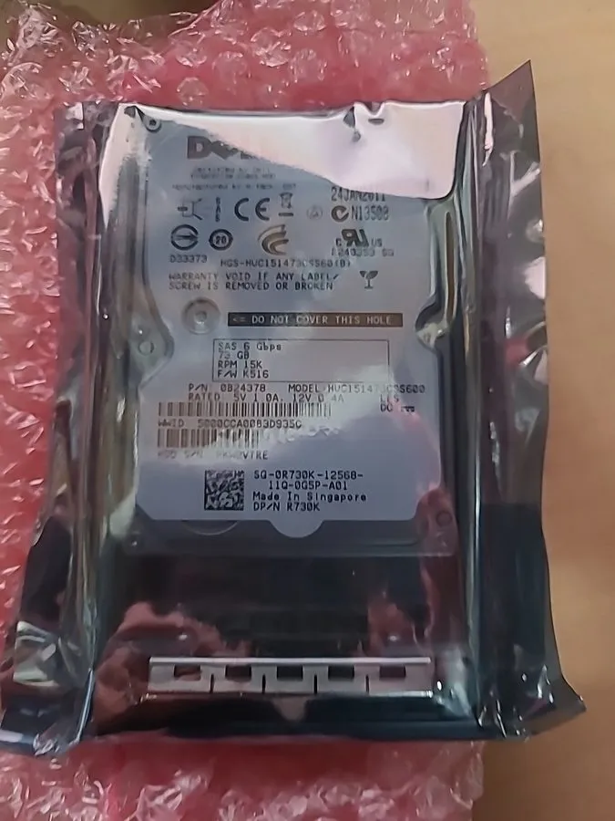 Жёсткий диск Hard Drive Dell 73GB HUC151473CSS600 15000Rpm Sas II 2.5'' Inch 0R7 — фото лота 1