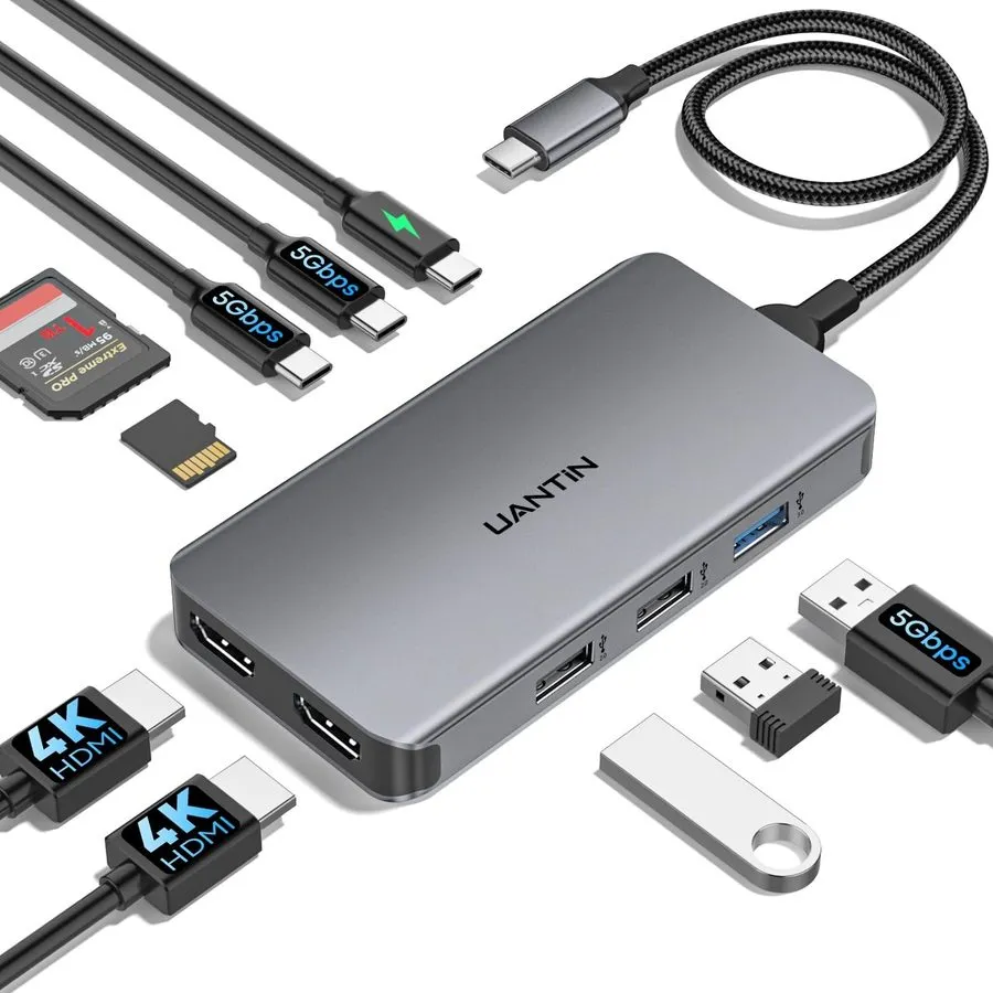 Док-станция UGREEN Revodok 10-in-1 USB C Docking Station Dual HDMI USB A&C 3.2 P