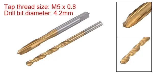 Режущий инструмент M5x0.8 Tap 4.2mm Drill Bit Kit M2 HSS Metric Drill Tap Set Me