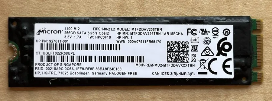 SSD-накопитель HP 926348-001 Micron 1100 M.2 256GB SSD Opal2 Disque Dur MTFDDAV2