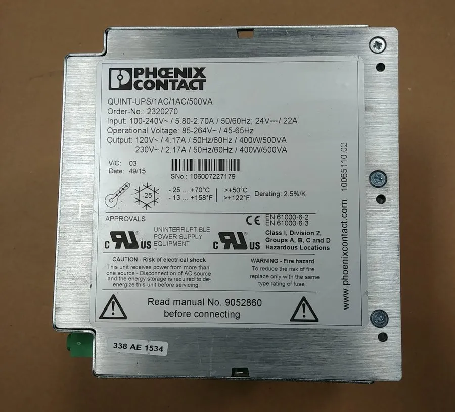 Блок питания Phoenix Contact Power Supply 2320270 QUINT-UPS/1AC/1AC/500VA