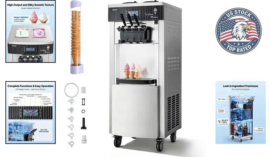 Оборудование для общепита Advanced 3-Flavor Ice Cream Machine Pre-Cooling & Hopp