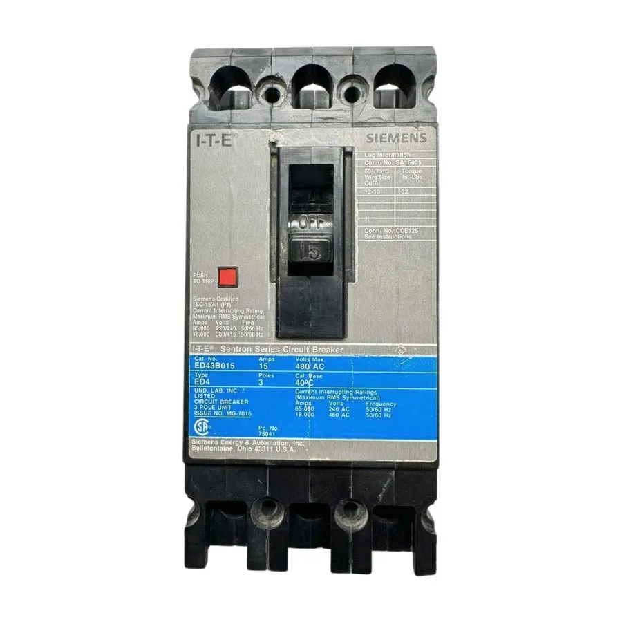 Автоматический выключатель SIEMENS SENTRON SERIES 15 AMP CIRCUIT BREAKER 3P 480 
