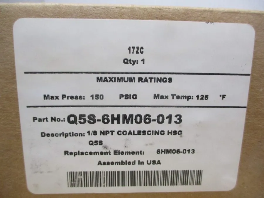 Фильтр Parker Q5S-6HM06-013 Finite Pneumatic Filter FNFP